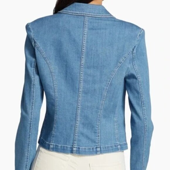 L’AGENCE Wayne Denim Blazer Open Front Blue size Medium - Picture 3 of 15